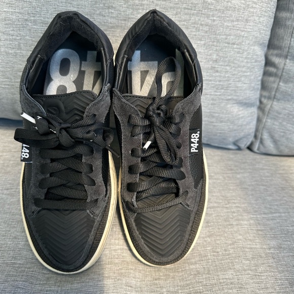 P448 Black Sneakers with White Sole - Picture 1 of 9